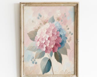 Pastel Hydrangea Floral Wall Art: Modern Southern Print (Digital Download)