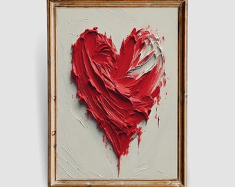 Red Heart Painting Art Print | Valentine's Day Gift (Digital Download)