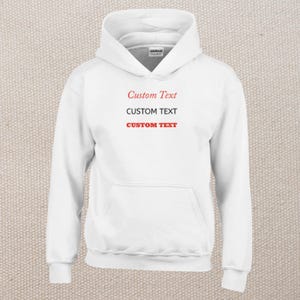 Custom Kids Hoodie with Name or Text Personalized Pullover Hoodie for Boys & Girls Gildan 18500B Youth Hoodie Custom Gift for Kids