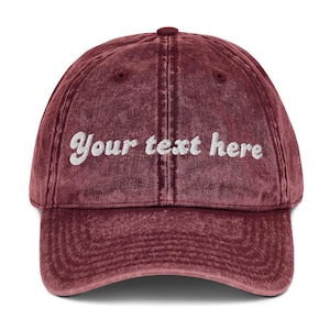 Vintage Custom Embroidered Dad Hat | Personalized Cotton Twill Cap | Adjustable Low Profile Hat | Retro Washed Baseball Cap Unisex