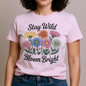 Wildflower T-Shirt Floral Botanical Print Aesthetic Shirt Inspirational Cotton Shirt Nature Lover Gift For Her TShirt