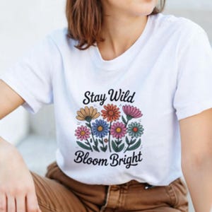 Floral T-Shirt Wildflower Botanical Print Aesthetic Shirt Summer Inspirational Cotton Shirt Nature Lover Gift For Her TShirt