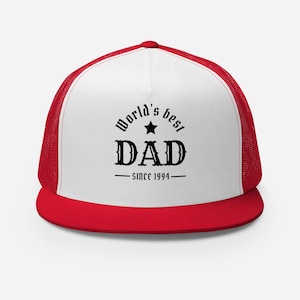 World’s Best Dad Trucker Cap | Father’s Day Gift | Snapback Mesh Hat | Flat Bill High-Profile Hat for Dad | Classic 5-Panel Cap