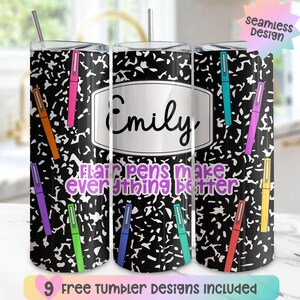 Teacher Pen 20 oz Skinny Tumbler Wrap, Funny Tumbler for Teachers, Teacher Appreciation Gift, Colorful Pen Tumbler Design Back To School Cup