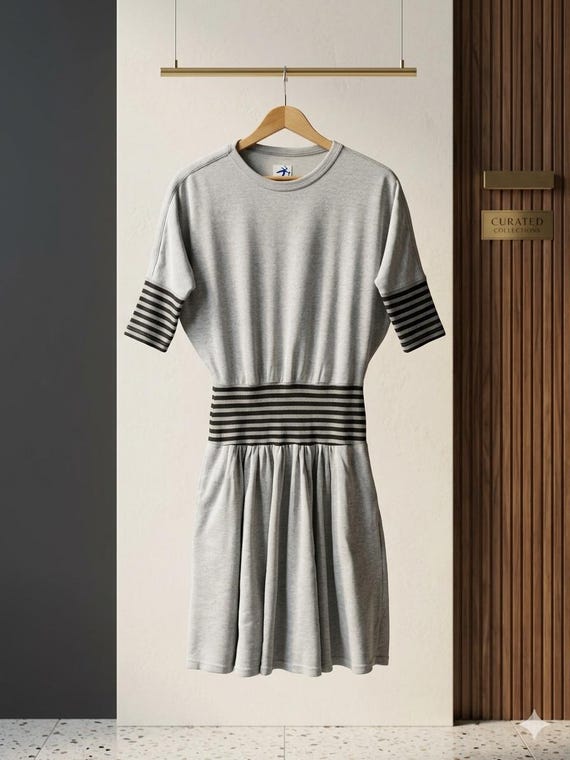 Issey Miyake, Vintage Hai Sporting Gear Dress: Issey Miyake x Wacoal, 80s Cotton Knit, Drop Waist