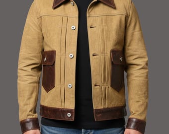 Waxed Canvas & Leather Men's Jacket: Custom Tailored, Vintage Style