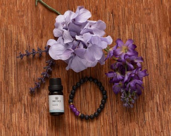 Lavender Essential Oil Diffuser Bracelet | Aromatherapy Set with Lava Stone Bracelet