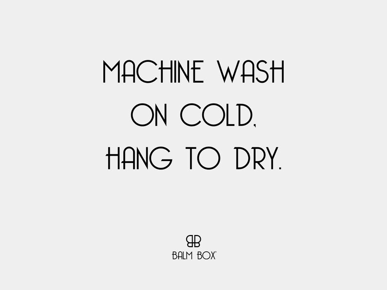 Balm Box care instructions: machine wash on cold, hang to dry, blanket care graphic