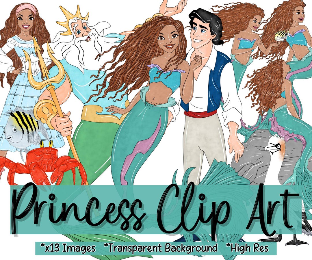Digital Mermaid Princess Clipart Bundle With Friends | 13 PNG Images - Etsy
