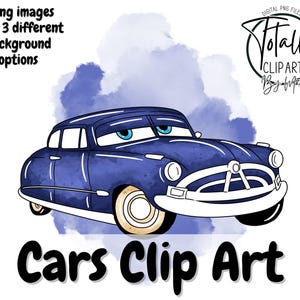 Classic Car Clipart PNG Set of 3 | Vintage Racing Car Digital Images | Cartoon Car Party Clip Art