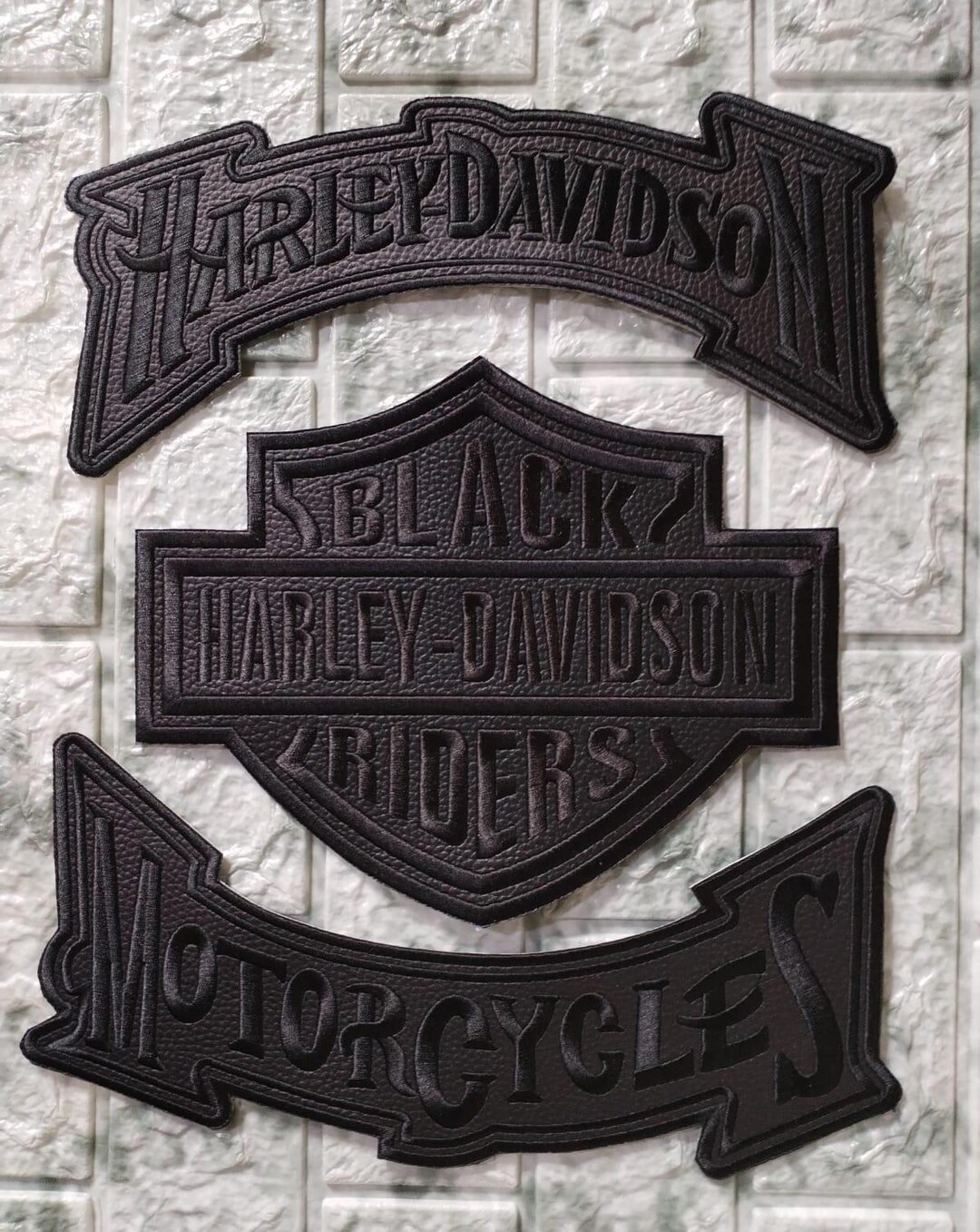 Harley Davidson Black Rider Patches in Black for Sewing on a Biker ...