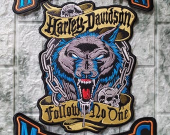 Parches Harley Davidson Lone Wolf: aplicaciones de chaqueta motera