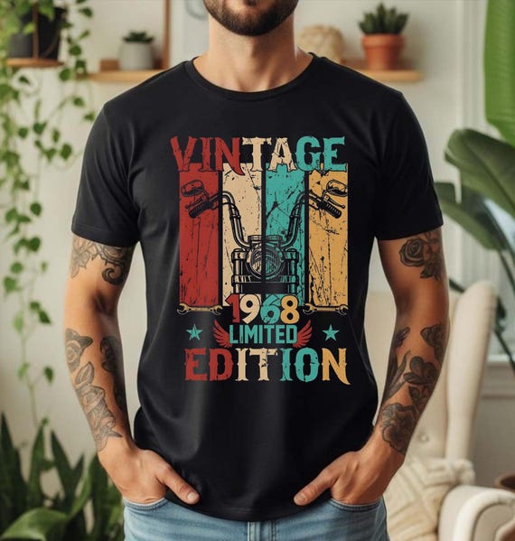 Vintage 1968 Limited Edition Motorcycle Tee | Retro Stripes Tee