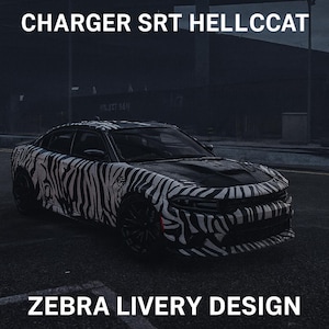 FiveM Dodge Charger Hellcat Add-On: Zebra Livery, Optimized RP Muscle Car