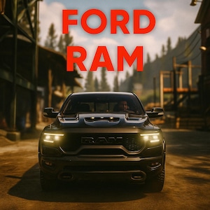 Mod auto FiveM / Camion Ford Ram nero personalizzato / Pickup ultra realistico per giochi di ruolo, fuoristrada e guida in città / Auto Fivem / Auto Fivem senza badge