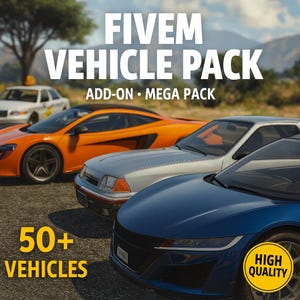 FiveM Ultimate Vehicle Mega Pack  | 50+ High-Quality Cars | Daily, Luxury, Armored, Police | Drag & Drop Install | Fivem Car Packs
