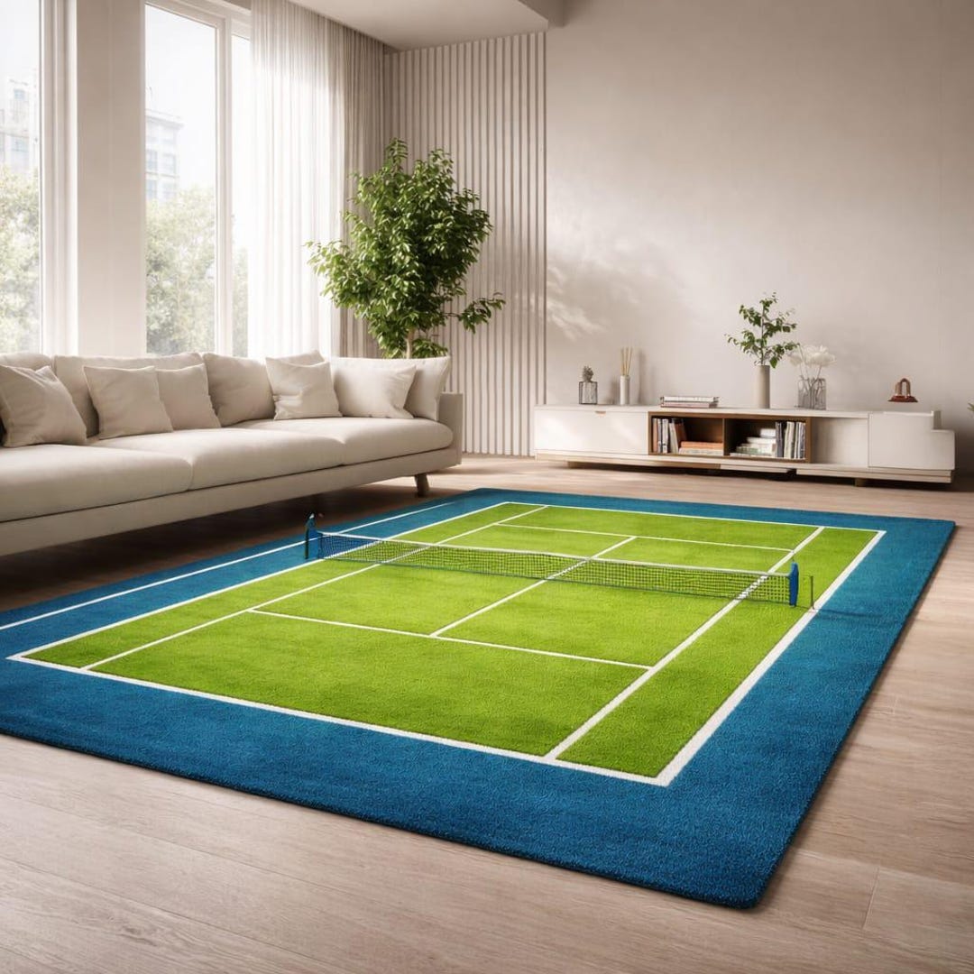 Tennis Coloured Rug Tufted Tennis Court Rug: Playroom Sports Decor Teppich - Etsy