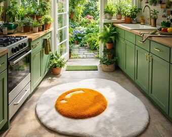 Hand-Tufted Wool Fried Egg Rug | Playful Kitchen & Dorm Decor