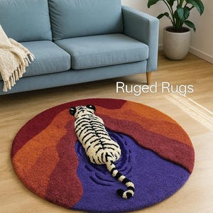 Handgemaakt getuft tijgertapijt: levendig jungle kinderkamerdecor