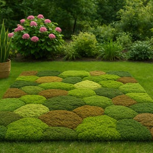 Handmade Moss Tufted Rug: Nature-Inspired Plush Green Floor Art