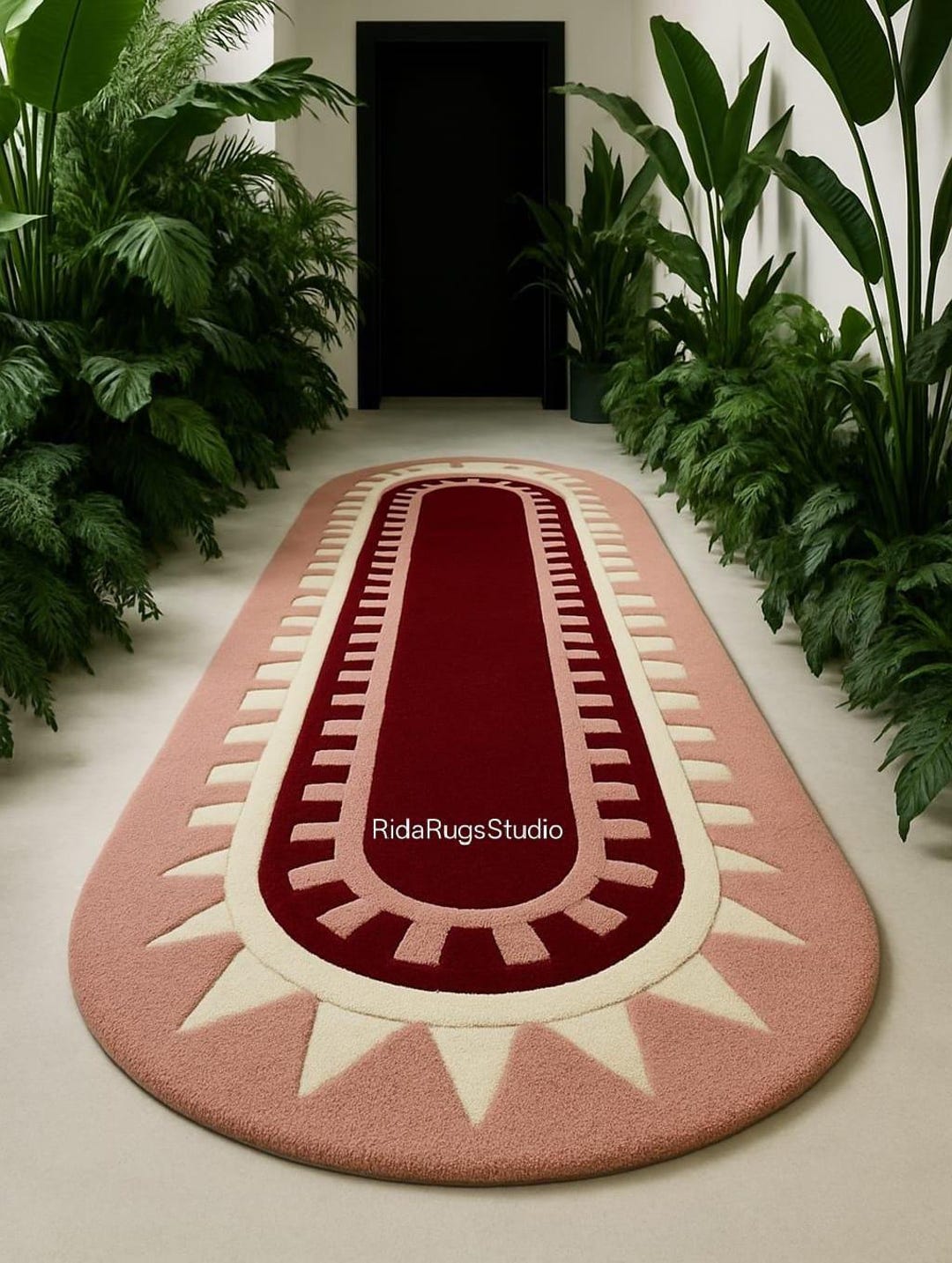 Hand-tufted Wool Oval Rug: Mid-century Modern Geometric Design - Etsy