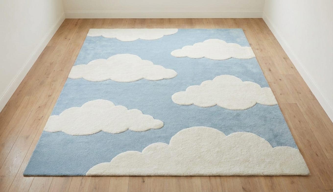 Cloud Pattern Rug Cloud Shaped Area Rug – Blue Sky White Clouds Carpet, Kids Nursery ...