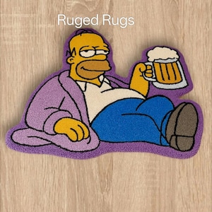 Simpson Rug| Cotton Rug| Tufted Funny Cartoon, Handmade Pop Culture Floor Decor, Bart Simpson Gift, Custom Character Rug for Fans Custom Rug