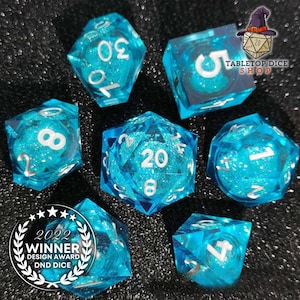 Light Blue Green Black Purple Liquid Core Resin DND Dice Set | RPG D20 D12 D10 D8 D6 D4 | Dungeons and Dragons Gift | Unique DND Dice