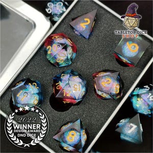 Colored Liquid Core Resin DND Dice Set | RPG D20 D12 D10 D8 D6 D4 | Dungeons and Dragons Dice Gift | Fantasy Gaming Accessories
