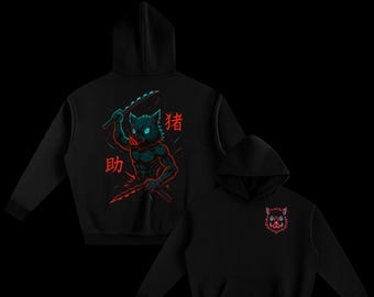 Sudadera con capucha de anime Inosuke, ropa de calle extragrande de forro polar premium