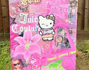Juicy Couture handbag inspired mixed media art