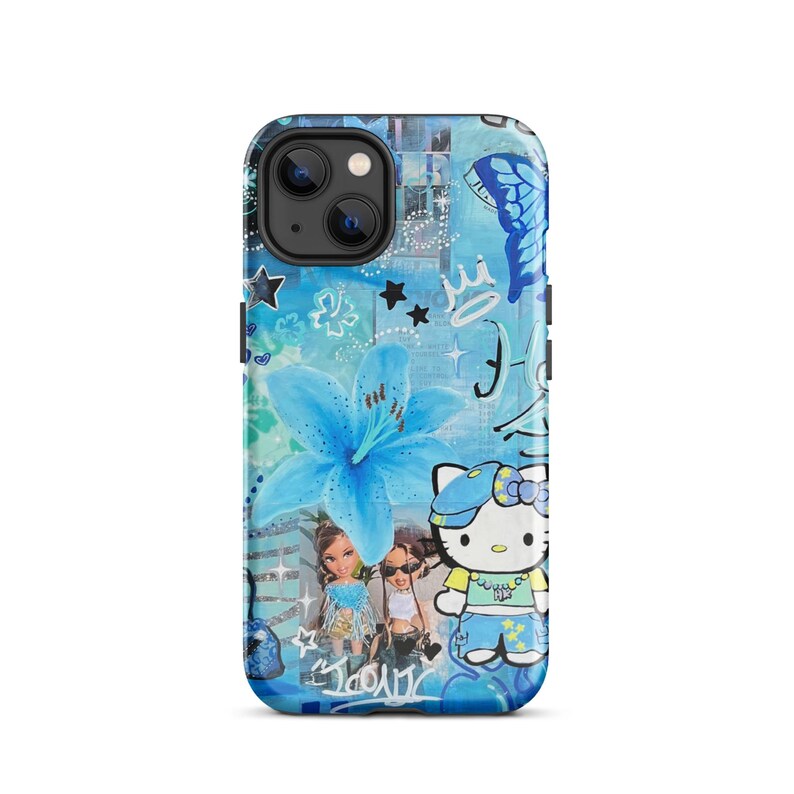 Blue Lily Hello Kitty iPhone case