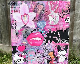 Hello Kitty & Kuromi #Swag mixed media art