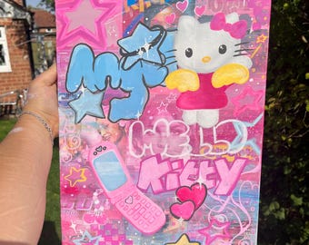 Hello Kitty & Flip phone Original painting