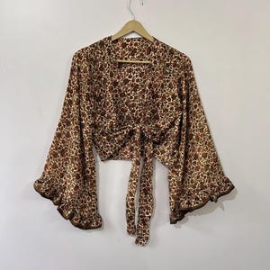 Traditional Bell Sleeve Top , Flare Sleeve Top, Vintage Style Boho Wrap Top