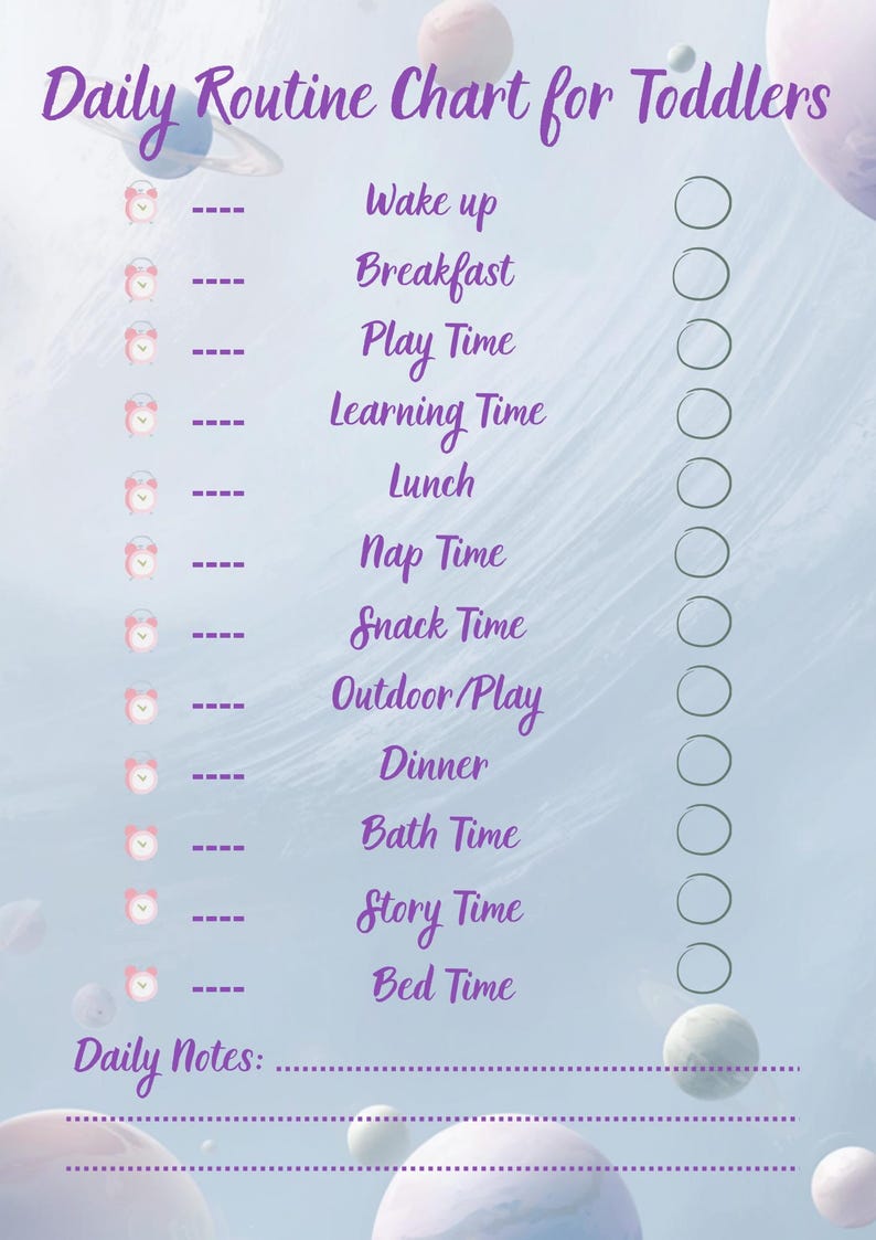 Daily Routine Chart for Toddlers Printable Kids Daily Schedule ...