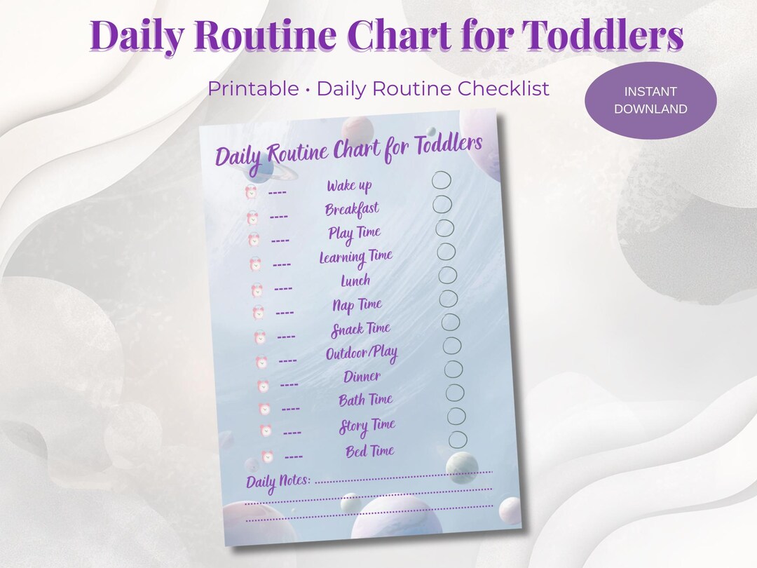 Daily Routine Chart for Toddlers Printable Kids Daily Schedule ...