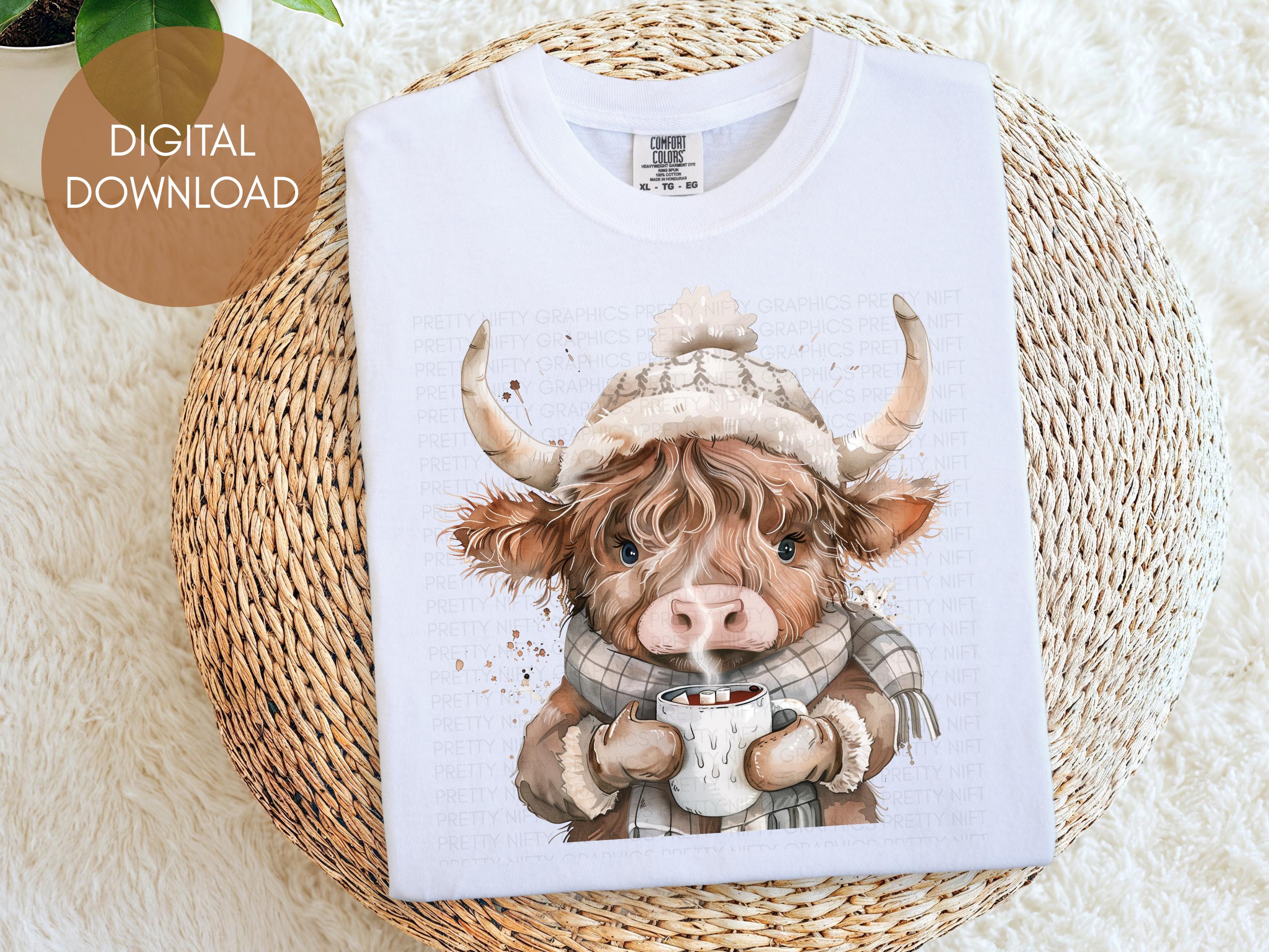 Watercolor Baby Highland Cow PNG Clipart Bundle (digital Download, 25 ...