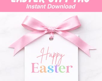 Happy Easter Gift Tag Printable,  Printable Easter Cookie Tags, Square Easter Tag 2.5x2.5, Instant Download PDF, Easter Spring Gift Tag
