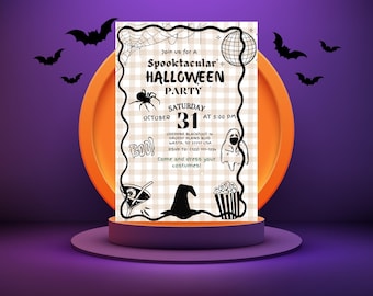Halloween Invitation, Editable Halloween Party Invite, Costume Party Invitation, Whimsical Invite, Sheet Faced, Editable Invitation