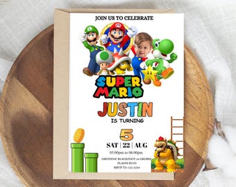 Super Mario Birthday Invitation, Personalized Gamer Party Invite (Digital Canva Template)