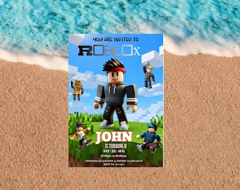 Editable Roblox Birthday Invitation, Roblox Party Invite Template, Roblox Birthday Evite, Gamer Birthday Invitation, Digital Download
