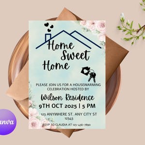 Editable Housewarming Invitation: Minimalist Boho New Home Party (Digital Download)