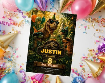 Editable Dinosaur Birthday Invitation, Jurassic Party Template (Digital Download)