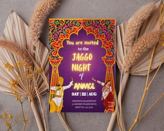 Punjabi Jaggo Night Invitation Template, Indian Wedding Card (Digital Download)