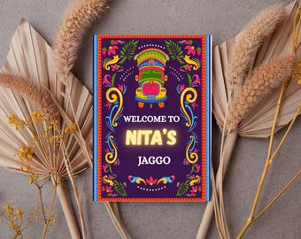 Punjabi Jaggo Welcome Sign Template, Indian Wedding Entrance Poster (Digital Download)