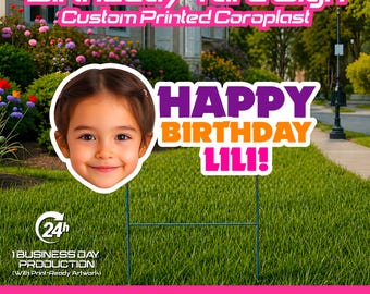 Custom Birthday Face Yard Sign | Photo Lawn Cutout, Outdoor Party Decoration