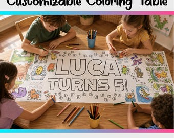 Dinosaur Adventure Coloring Table Runner | Kids Dino Birthday Party Activity