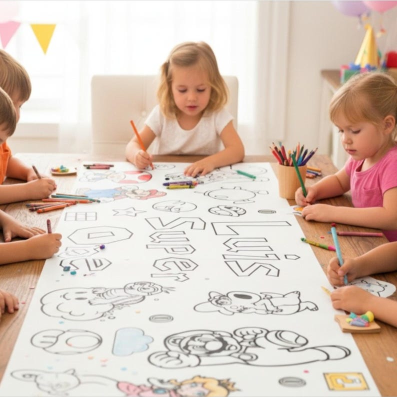 Lillo & Stitch Coloring Table Runner - Custom Kids Party Activity Banner Bild 4