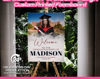 Custom Graduation Photo Welcome Sign Class of 2026 Grad Party Decor